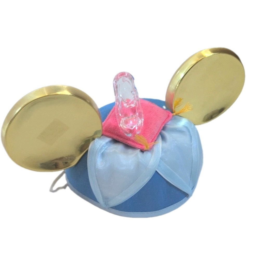 Disney Parks Mickey Mouse Ears Adult Cinderella Glass Slipper Hat Blue Gold